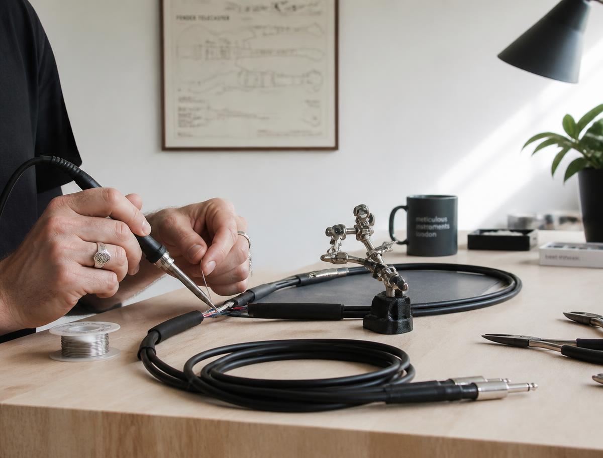 Guitarworkx workbench with tools, connectors and instrument electronics
